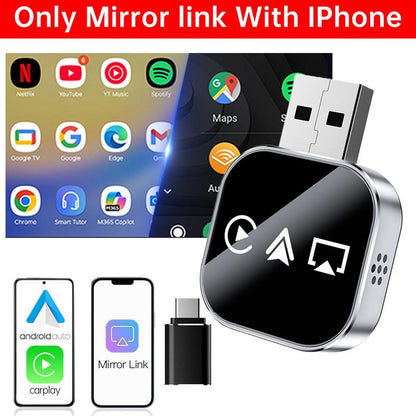【Yurnlv】2026 Upgrade 3 in 1 Wireless Carplay Mirror Link Adapter Instant Wired to Wireless Conversion Plug & Playmini Stable Design for Wired Carplay,Airplay